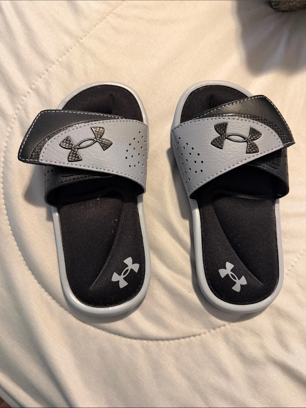 Under Armour Kids Black and Gray Adjustable Slide Sandals